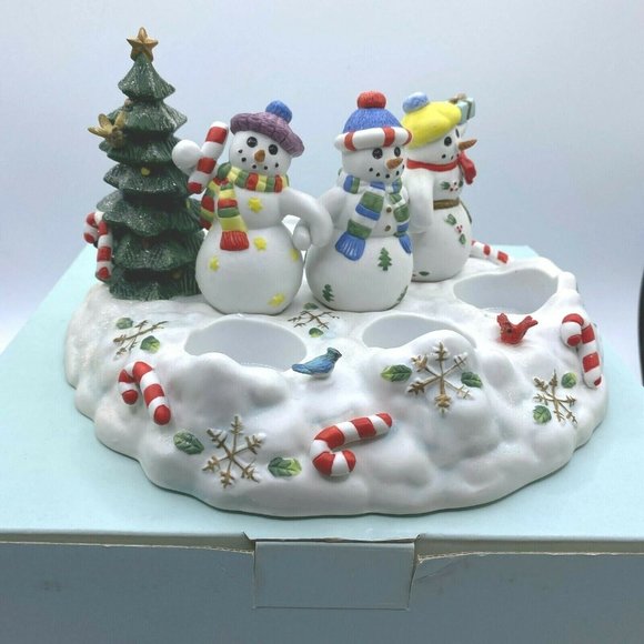 PartyLite Other - Partylite Snowbell Collection 3 Snowmen Trio Tea Light And Pillar Candle Holder